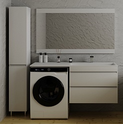 Style Line Мебель для ванной Даллас 140 R Люкс Plus 2 ящика подвесная белая – фотография-2